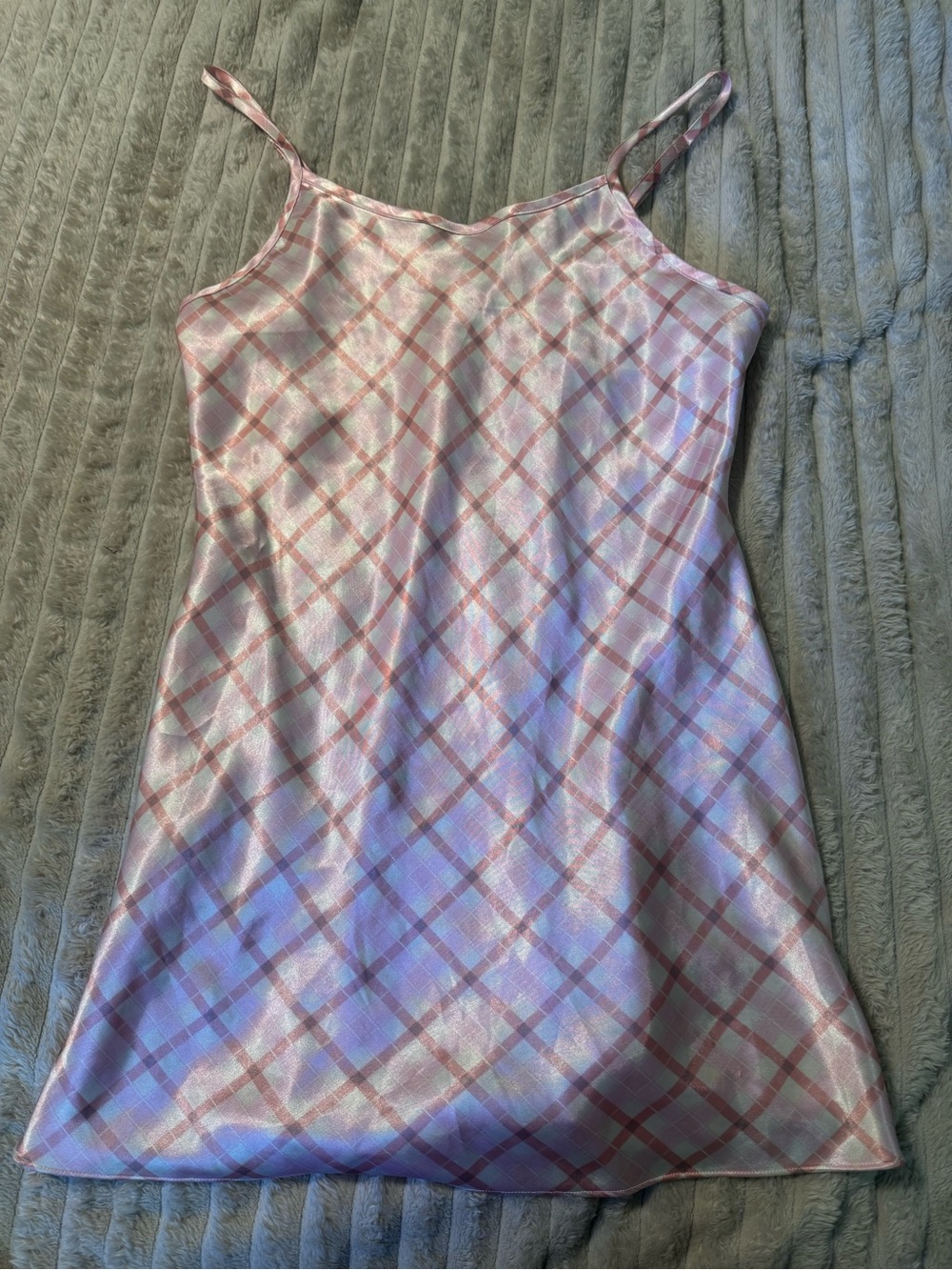 Jones New York Pink Plaid Satin Chemise Slip